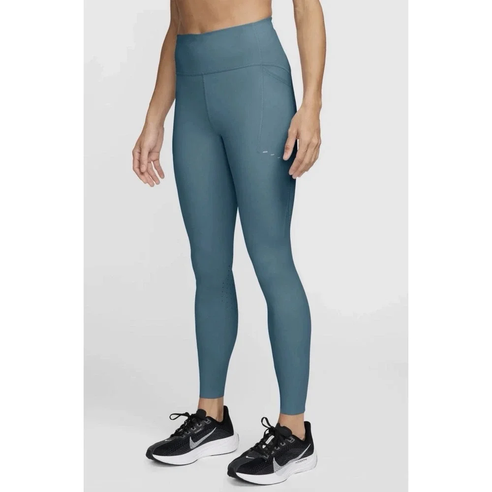 Nike Swift High-Waisted 7/8 Running Leggings Womens Large Smokey Blue HJ2252 006